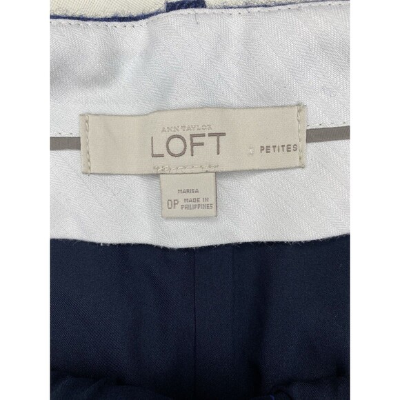 Ann Taylor LOFT Marisa Wool Pants Low Rise Lined Trousers Women Petite 0 0P Blue - Picture 4 of 11